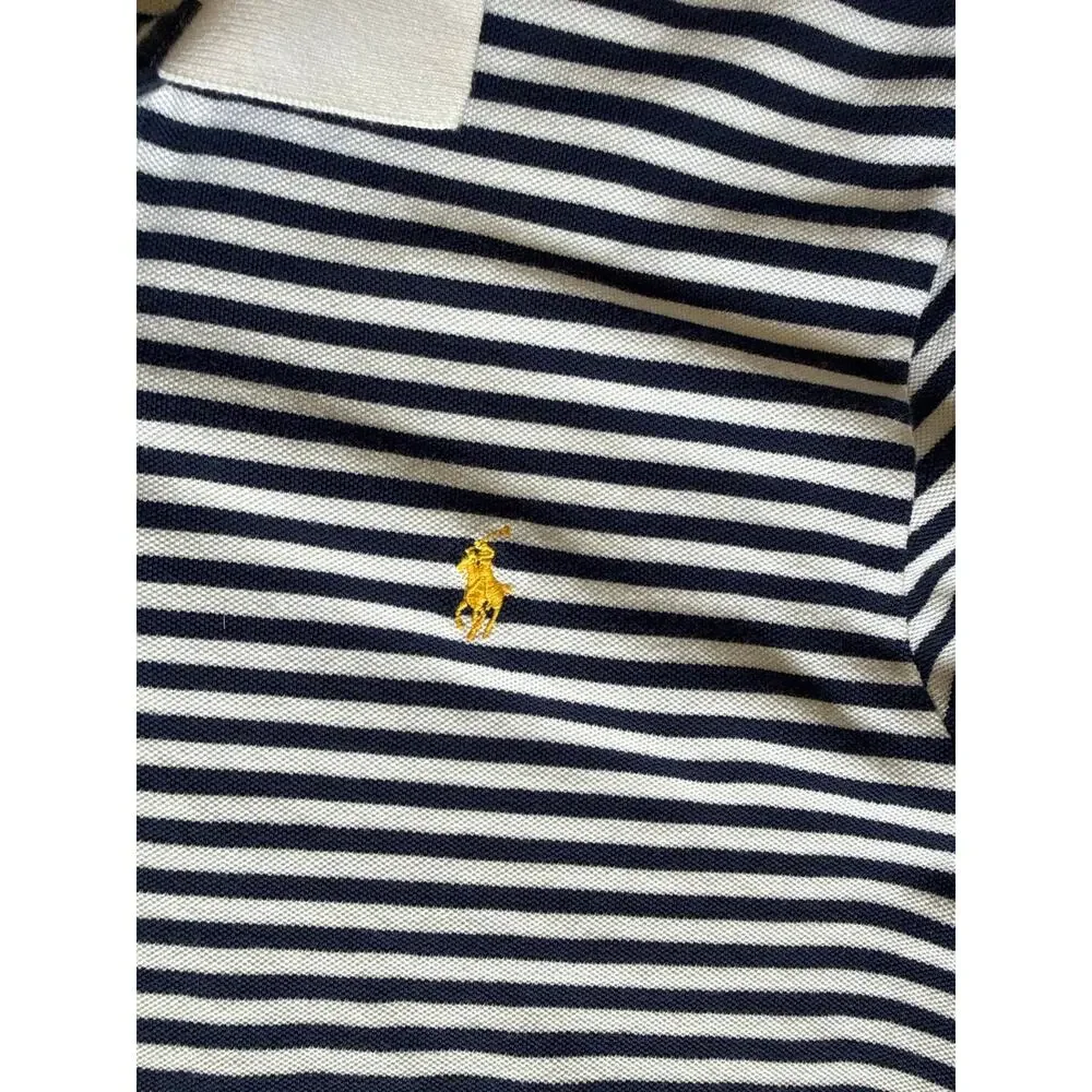 Polo by Ralph Lauren Men's Blue Stripe Cotton Pique Polo Size Large